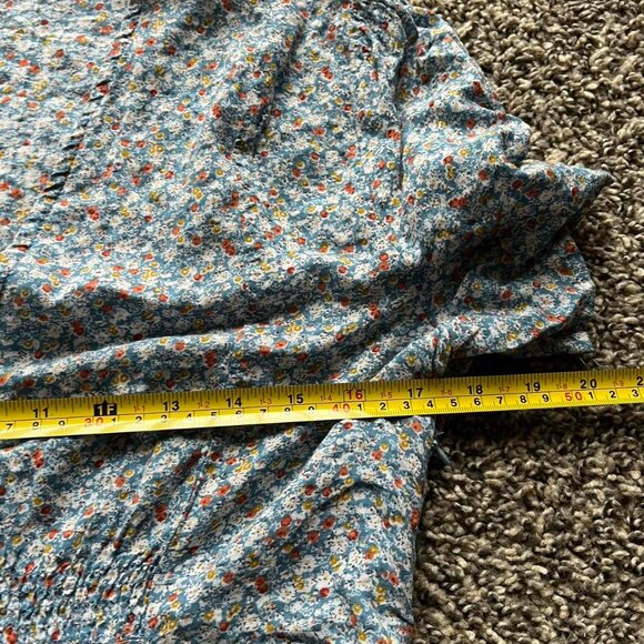 Umgee Blue & White Floral Midi Dress Flowy Cottagecore Dress - Picture 6 of 7